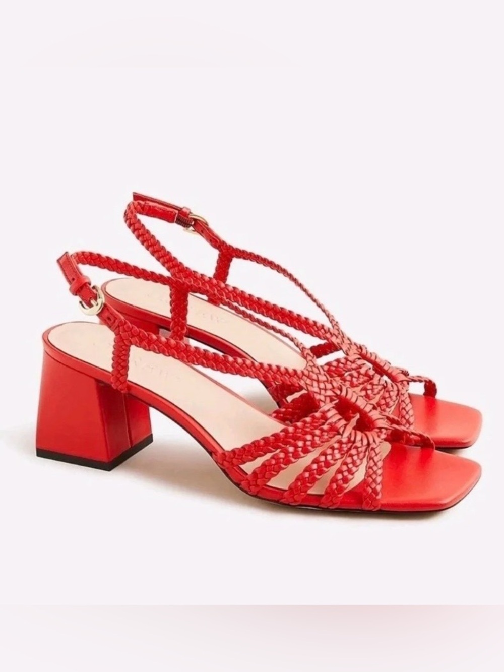 J. Crew Layne Braided Block Heel Sandals Bright Cerise Size 9